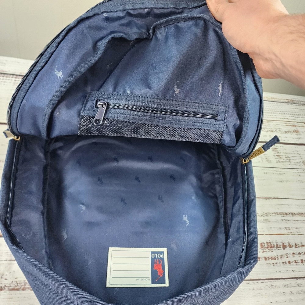 NWT Polo Ralph Lauren Polo Bear Backpack Boys Newport Navy Flag Laptop Sleeve - Picture 4 of 6
